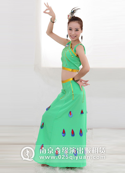 孔雀舞舞蹈服,傣族舞舞蹈服,民族舞蹈服装NO:qynwdf(1)